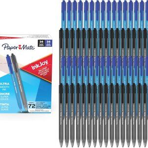 Ballpoint Pens Medium Point 1.0mm Retractable Black Blue Ink 72 Pack